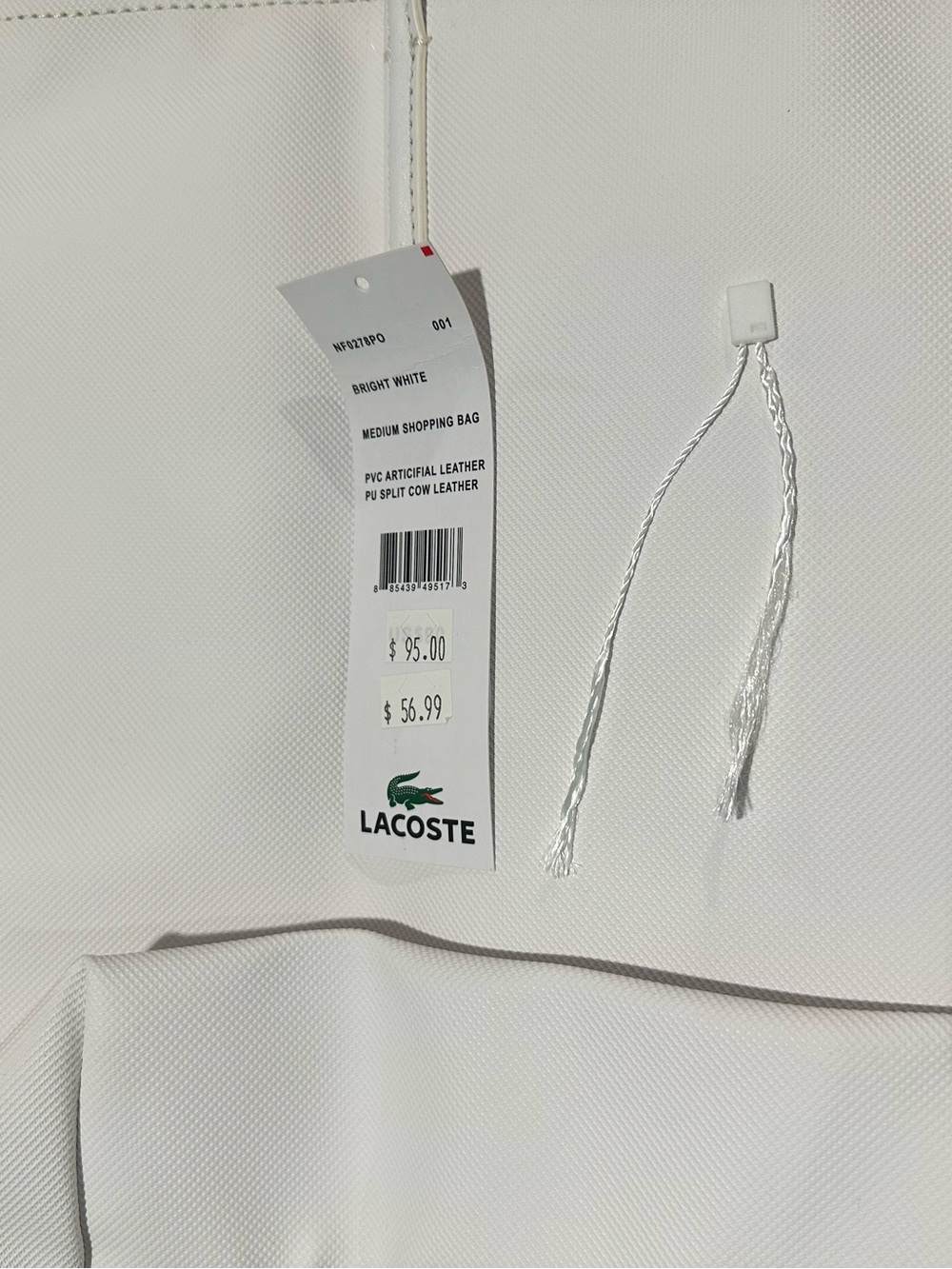 Lacoste White Tote with Green Crocodile Logo - Picture 9 of 12